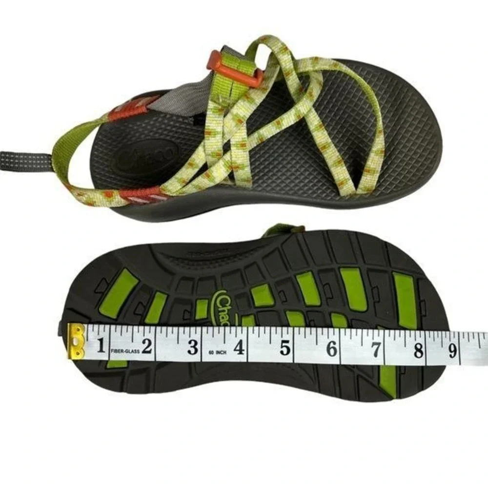 Chaco Z/2 EcoTread Sandals Youth 2 Green Multi Adjustable Strap Toe Loop Hiking‎